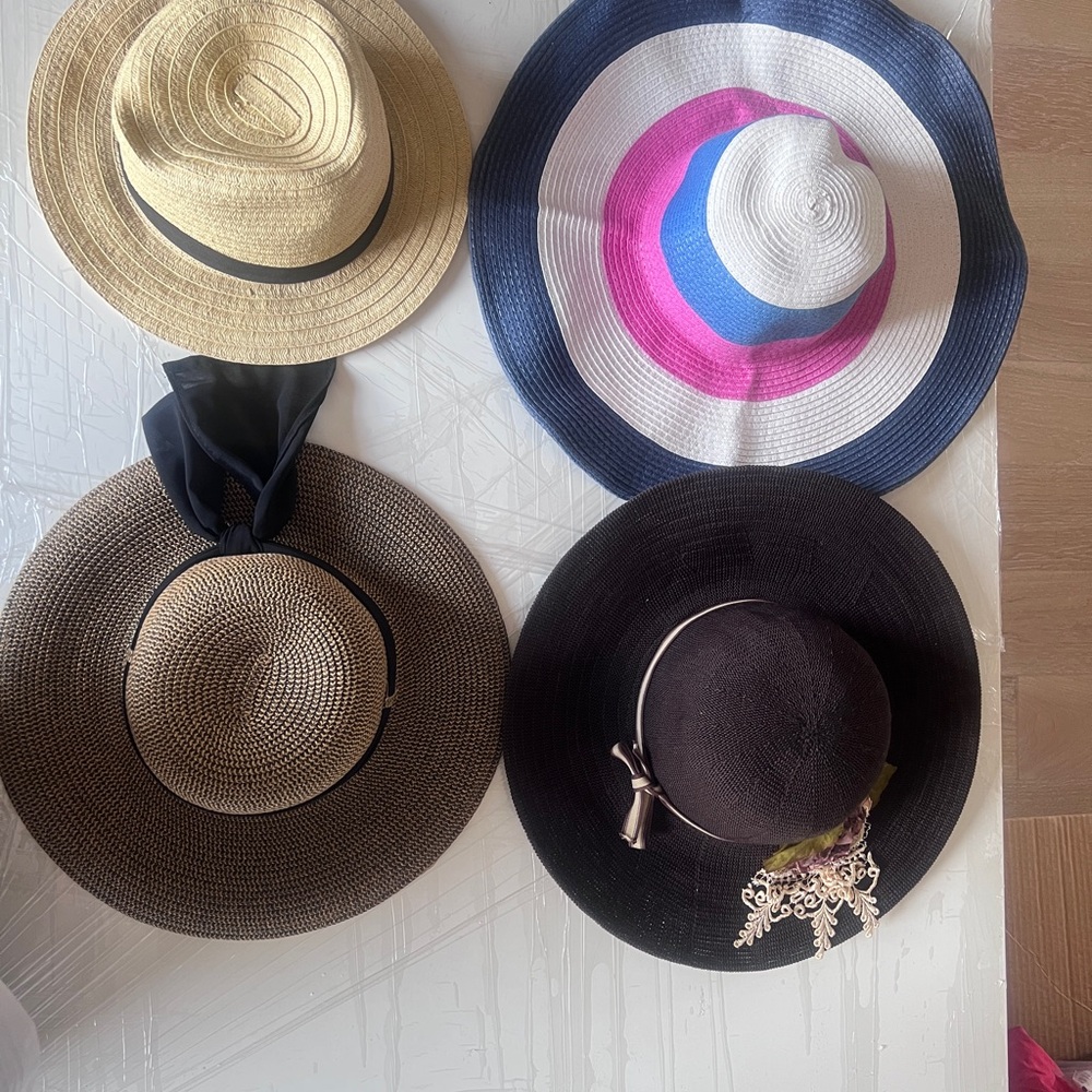4Pc Stylish Women's Hat Collection - Black, Brown, Tan, White